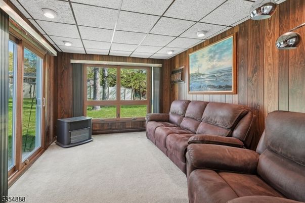 Interior, Living room, Recessed Lighting, Wooden Walls