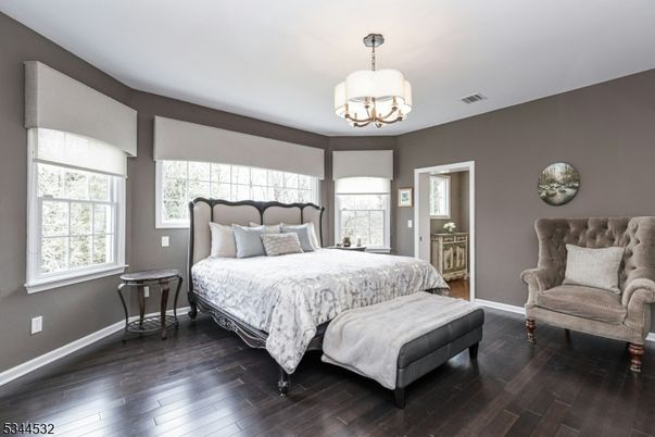 Bedroom, Chandelier, Interior, Wood Texture Flooring