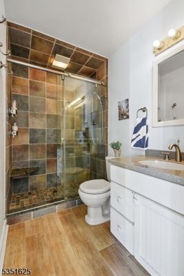 Bathroom, Glass Shower, Interior, Wood Texture Flooring