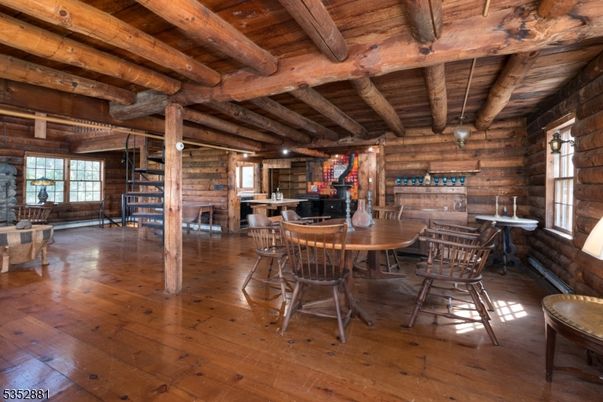 Dining room, Interior, Kitchen, Wooden Beams, Wooden Ceilings, Wood Texture Flooring, Wooden Walls