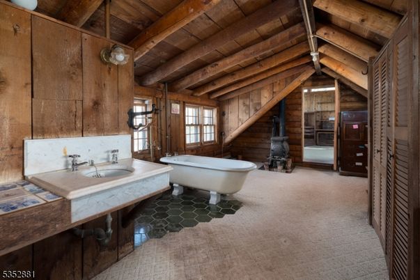 Bathroom, Free Standing Baths, Interior, Wooden Beams, Wooden Ceilings, Wooden Walls