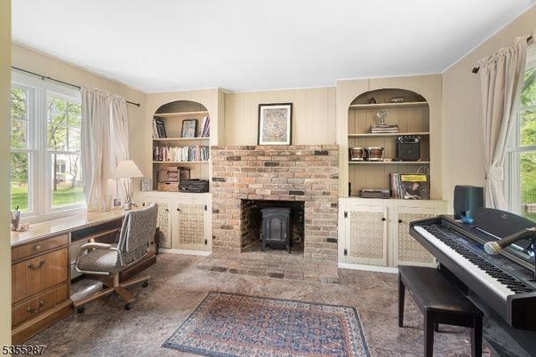 Fireplace, Home Office, Interior, Piano