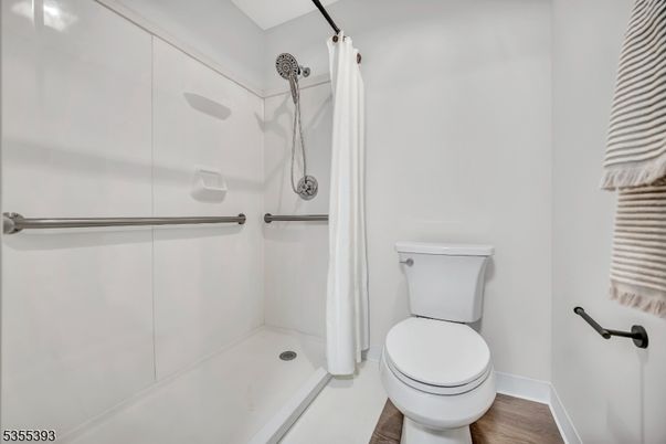Bathroom, Glass Shower, Interior, Wood Texture Flooring