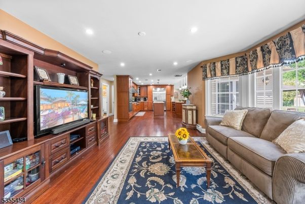 Interior, Kitchen, Living room, Pendant Lights, Recessed Lighting, Stainless Steel Appliances, Wood Texture Flooring
