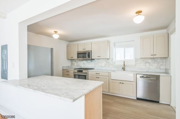 Interior, Kitchen, Stainless Steel Appliances, Wood Texture Flooring