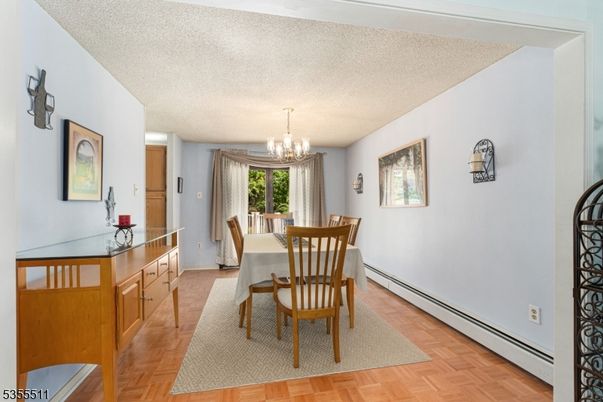 Chandelier, Dining room, Interior, Wood Texture Flooring