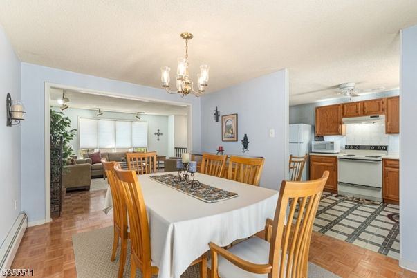 Chandelier, Dining room, Interior, Kitchen, Living room, Wood Texture Flooring