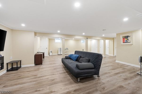 Interior, Living room, Recessed Lighting, Wood Texture Flooring