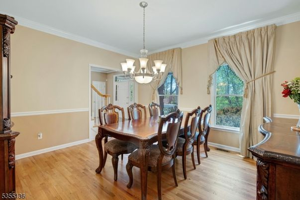 Chandelier, Dining room, Interior, Wood Texture Flooring