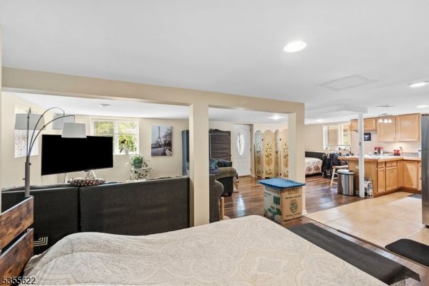 Interior, Kitchen, Living room, Recessed Lighting, Wood Texture Flooring