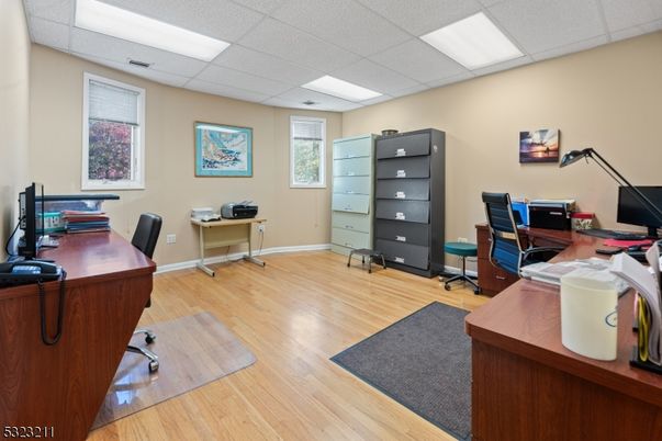 Home Office, Interior, Recessed Lighting, Wood Texture Flooring