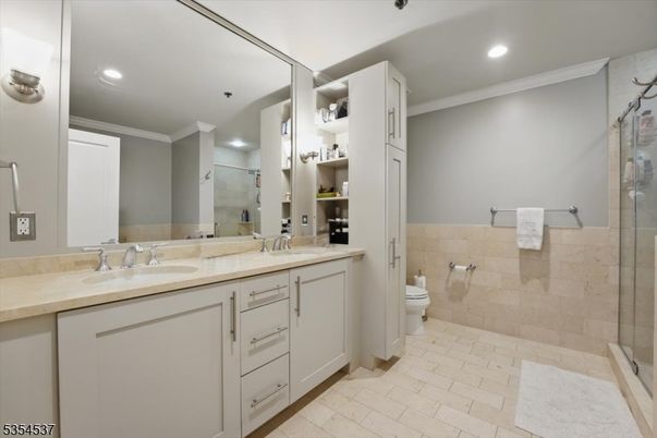 Bathroom, Dual Sink Vanities, Glass Shower, Interior, Recessed Lighting