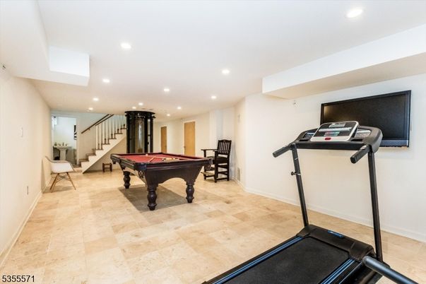 Billiard Table, Fitness Equipment, Game Room, Interior, Recessed Lighting