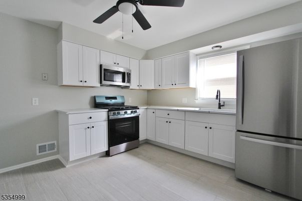 Interior, Kitchen, Stainless Steel Appliances, Wood Texture Flooring