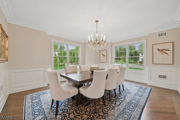 Chandelier, Dining room, Interior, Wood Texture Flooring