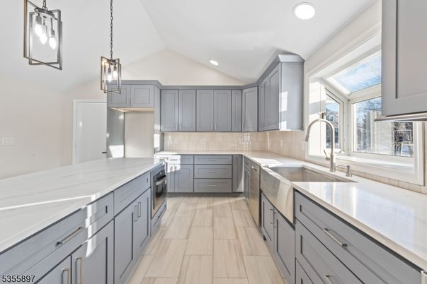 Interior, Kitchen, Pendant Lights, Recessed Lighting, Wood Texture Flooring