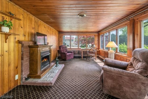 Fireplace, Interior, Living room, Wooden Ceilings, Wooden Walls