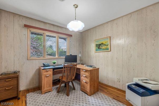 Home Office, Interior, Pendant Lights, Wood Texture Flooring