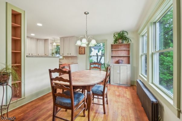 Chandelier, Dining room, Interior, Kitchen, Recessed Lighting, Wood Texture Flooring