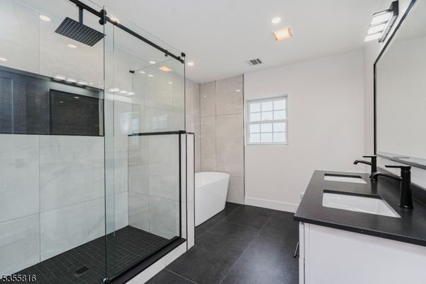 Bathroom, Dual Sink Vanities, Free Standing Baths, Glass Shower, Interior, Recessed Lighting