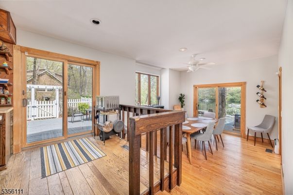 Dining room, Interior, Recessed Lighting, Wood Texture Flooring