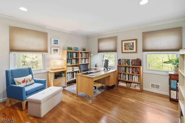 Home Office, Interior, Recessed Lighting, Wood Texture Flooring
