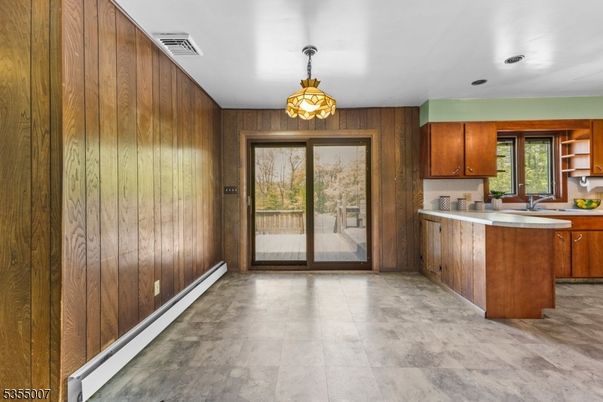 Interior, Kitchen, Recessed Lighting, Wooden Walls