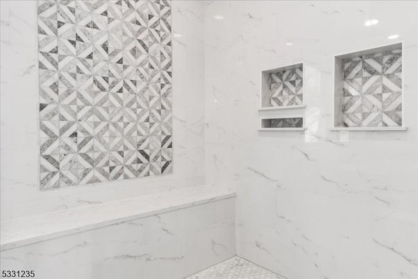 Bathroom, Interior, Marble Walls, Recessed Lighting
