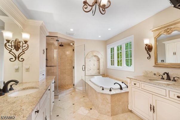 Bathroom, Dual Sink Vanities, Glass Shower, Interior, Recessed Lighting