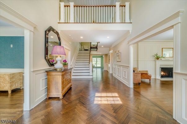 Fireplace, Interior, Recessed Lighting, Wood Texture Flooring