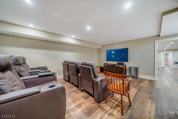 Home Theatre Room, Interior, Recessed Lighting, Theatre Room, Wood Texture Flooring