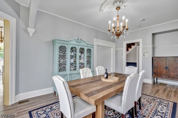 Chandelier, Dining room, Interior, Wood Texture Flooring
