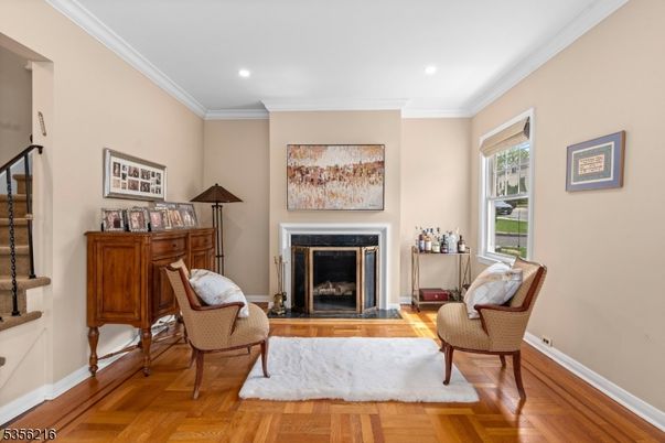 Fireplace, Interior, Recessed Lighting, Wood Texture Flooring