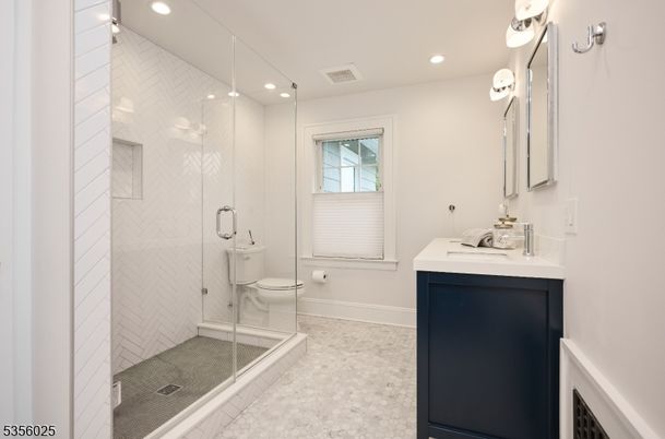 Bathroom, Glass Shower, Interior, Recessed Lighting