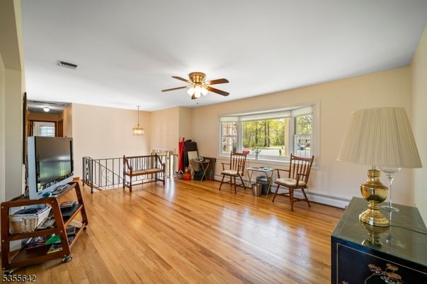 Dining room, Interior, Living room, Pendant Lights, Wood Texture Flooring