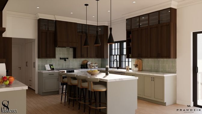 Interior, Kitchen, Pendant Lights, Recessed Lighting, Wood Texture Flooring