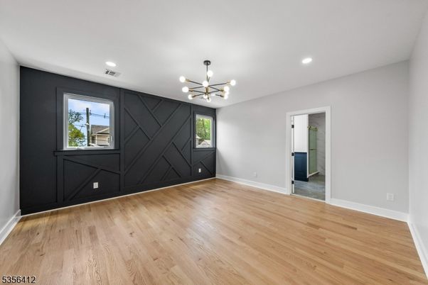 Empty room, Interior, Pendant Lights, Recessed Lighting, Wood Texture Flooring