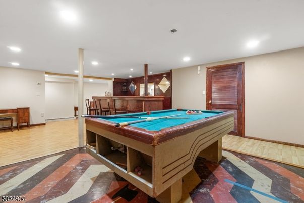 Billiard Table, Game Room, Interior, Recessed Lighting, Wood Texture Flooring