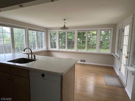 Interior, Kitchen, Pendant Lights, Wood Texture Flooring