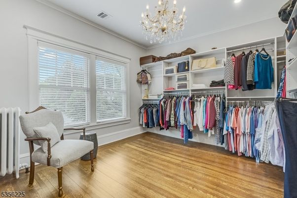 Chandelier, Interior, Recessed Lighting, Walk-in Closets, Wood Texture Flooring