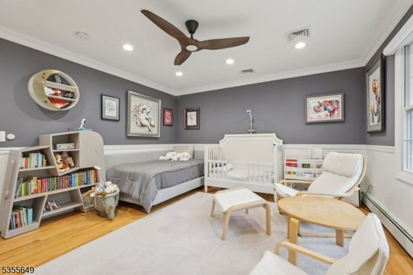 Bedroom, Home Office, Interior, Recessed Lighting, Wood Texture Flooring