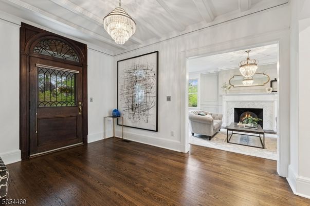 Chandelier, Fireplace, Interior, Wood Texture Flooring