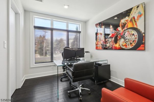 Home Office, Interior, Recessed Lighting, Wood Texture Flooring