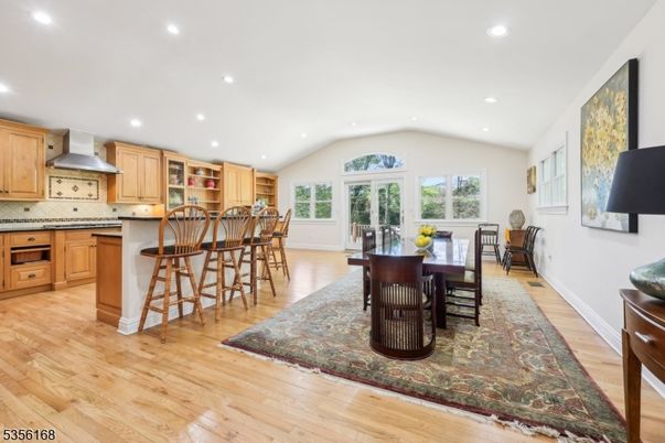 Dining room, Interior, Kitchen, Recessed Lighting, Wood Texture Flooring
