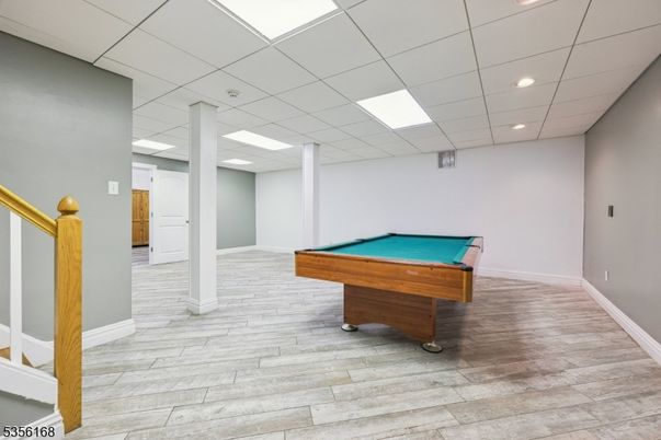 Billiard Table, Game Room, Interior, Recessed Lighting, Wood Texture Flooring