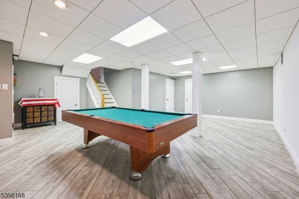 Billiard Table, Game Room, Interior, Recessed Lighting, Wood Texture Flooring