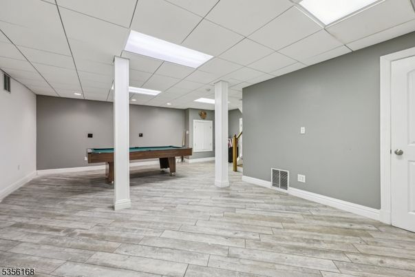 Billiard Table, Game Room, Interior, Recessed Lighting, Wood Texture Flooring