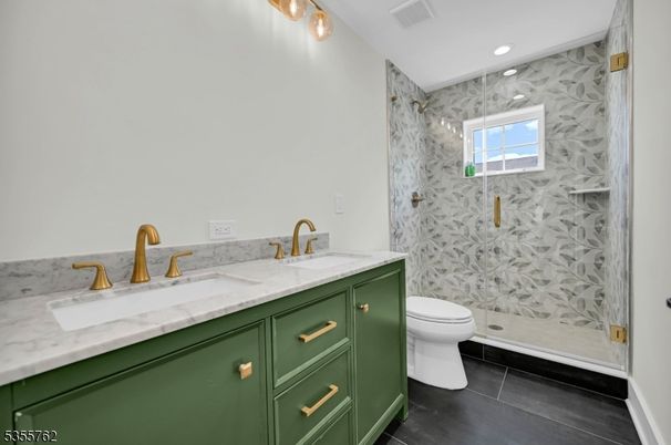 Bathroom, Dual Sink Vanities, Glass Shower, Interior, Recessed Lighting