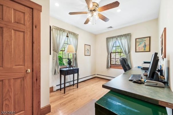 Home Office, Interior, Recessed Lighting, Wood Texture Flooring