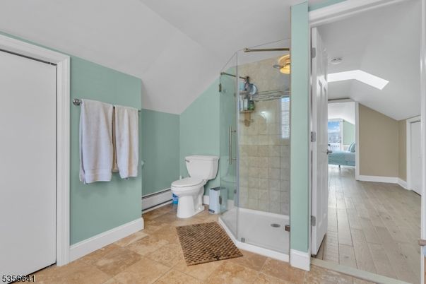 Bathroom, Glass Shower, Interior, Wood Texture Flooring